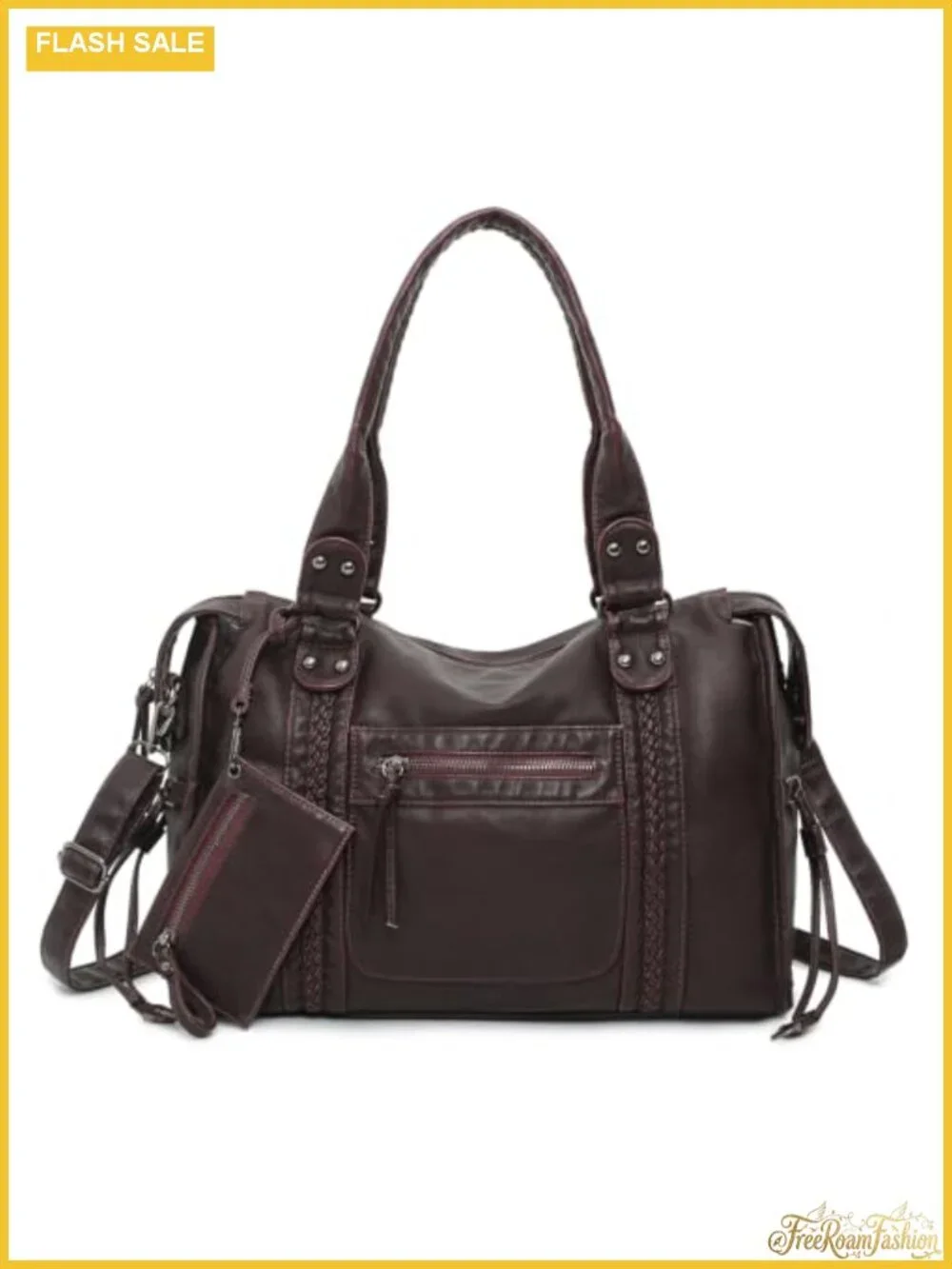 Vegan Leather Hobo Shoulder Bag for Women, Y2K Distressed Tote
